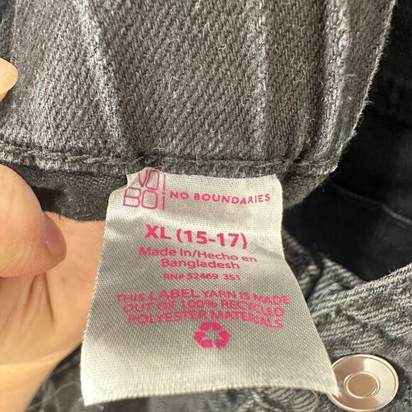 NoBo No Boundaries Black‎ Denim Shortalls Overalls Size XL Summer Casual Grunge - Picture 3 of 8